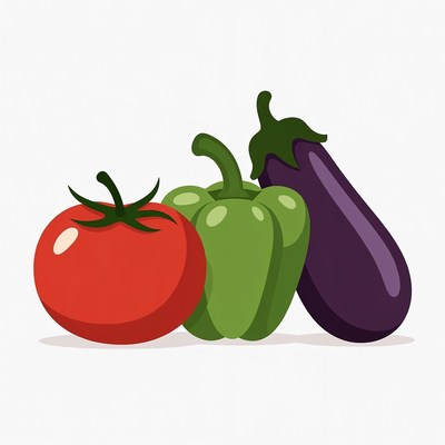 Tomato Bell Pepper Eggplant Illustration