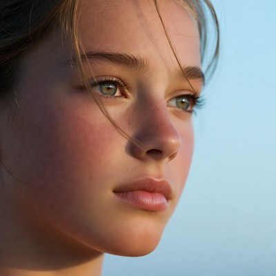 Young woman with green eyes