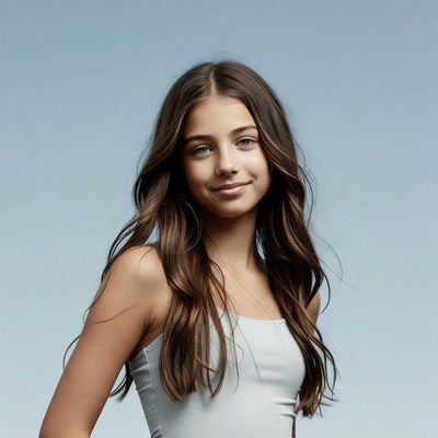 Teen girl with long brown hair