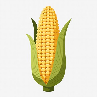 Cartoon Corn Cob with Husks