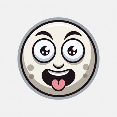 Surprised cartoon moon face