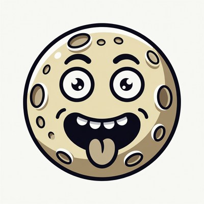 Cartoon Moon with Tongue Out