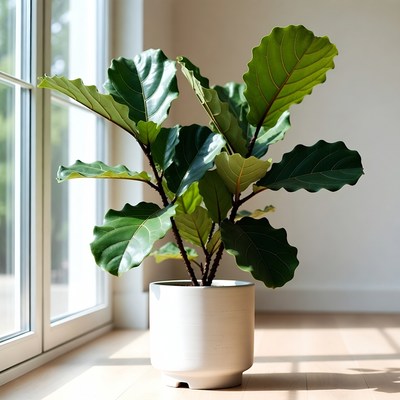 Fiddle Leaf Fig in White Pot