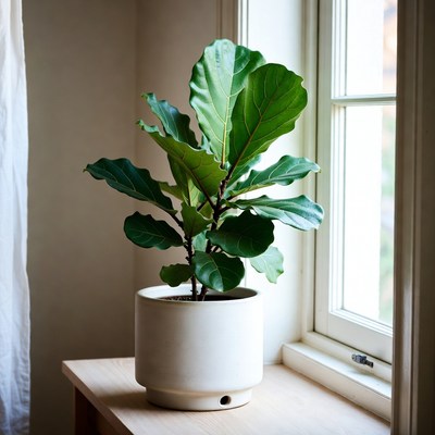 Fiddle Leaf Fig in White Pot