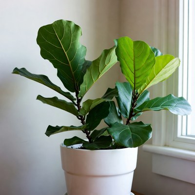 Fiddle Leaf Fig in White Pot