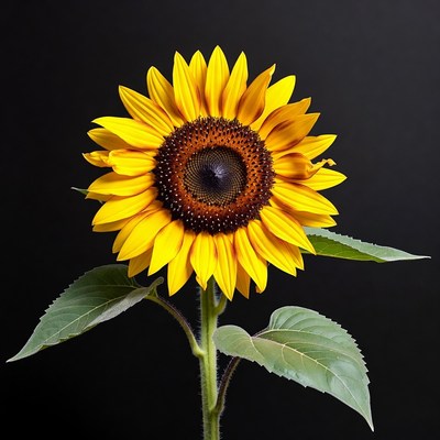Sunflower on black background