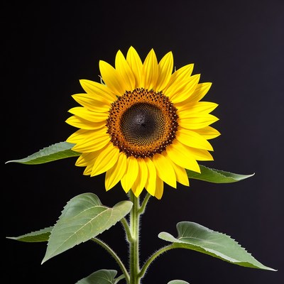 Sunflower on black background