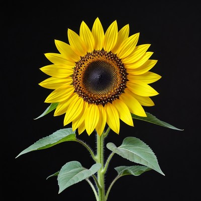 Sunflower on black background