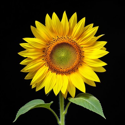 Sunflower on black background