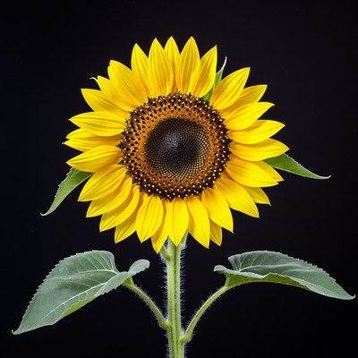 Sunflower on black background