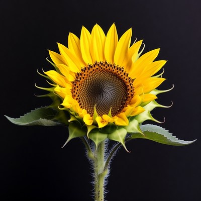 Sunflower on black background