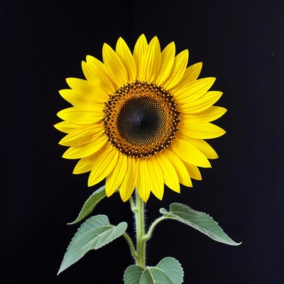 Sunflower on black background
