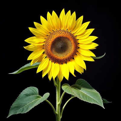 Sunflower on black background