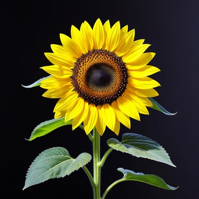 Sunflower on black background