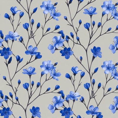 Blue Flowers on Gray Background