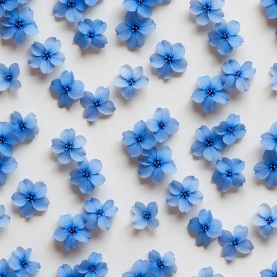 Blue Hydrangea Flowers on White Background