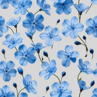 Blue Flowers on Gray Background