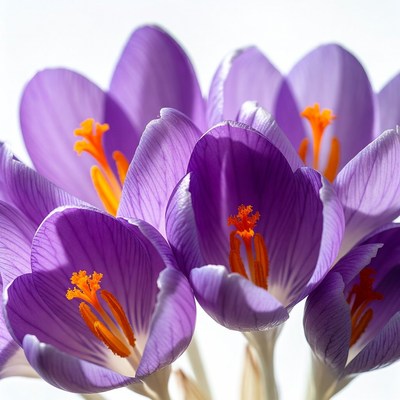 Purple Crocus Flowers Closeup