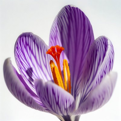 Purple Striped Crocus Flower Bloom