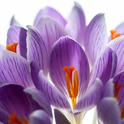 Purple Crocus Flowers Closeup