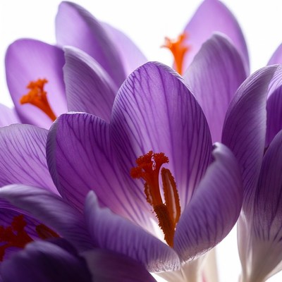 Purple Crocus Flowers Closeup