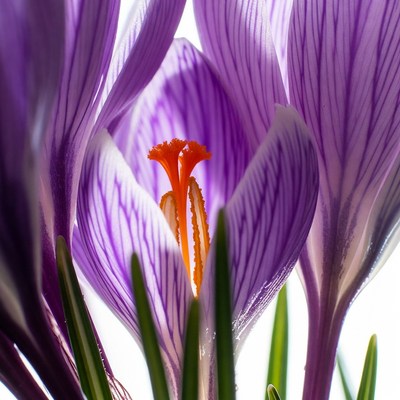 Purple Crocus Flowers Blooming