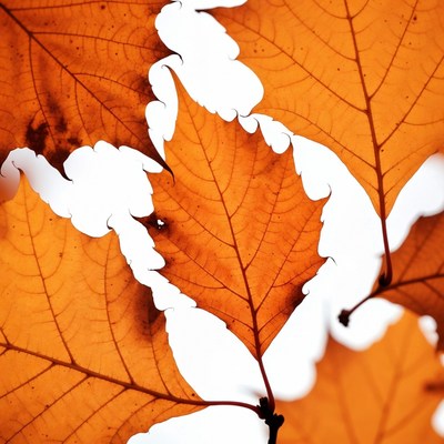 Autumn Leaves with White Veins