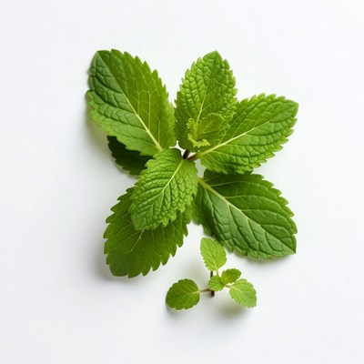 Fresh mint leaves on white background