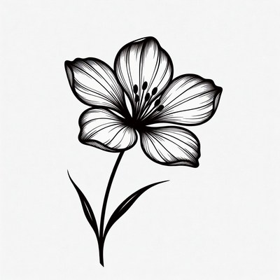 Black line drawing flower