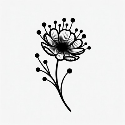Black Outline Flower Illustration