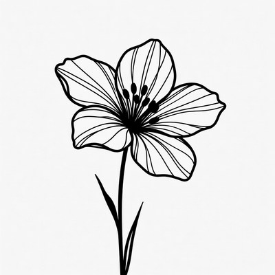 Line Art Lily Flower