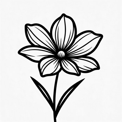 Black Outline Flower Illustration