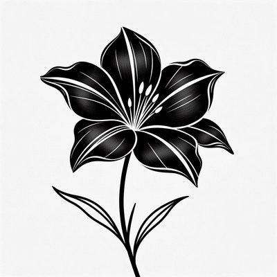 Black Lily Flower Illustration