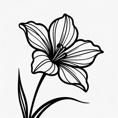 Black Lily Flower Outline