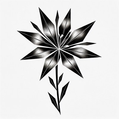 Black geometric flower illustration