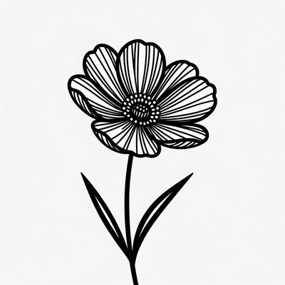Black Outline Cosmos Flower