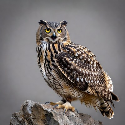 Great Horned Owl on Rock