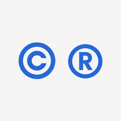 Blue Copyright and Registered Symbols