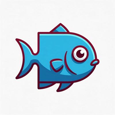Cute Blue Cartoon Fish
