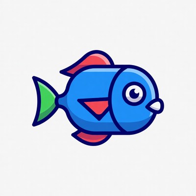 Cute blue cartoon fish