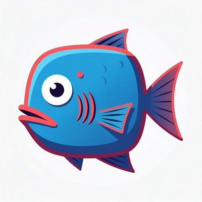 Cartoon Blue Fish Illustration