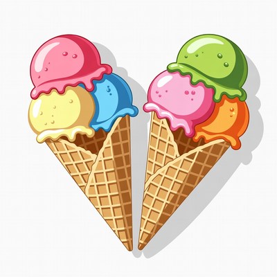 Colorful Ice Cream Cones Illustration