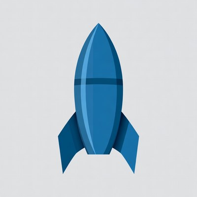 Blue Rocket Ship Illustration