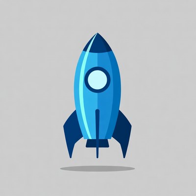 Blue Rocket Ship Illustration