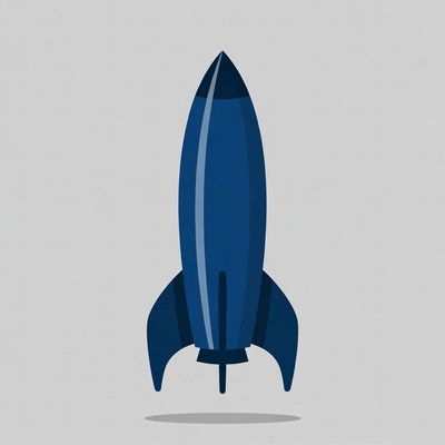 Blue Rocket Ship Illustration