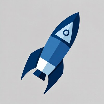 Blue Rocket Clipart on Gray Background