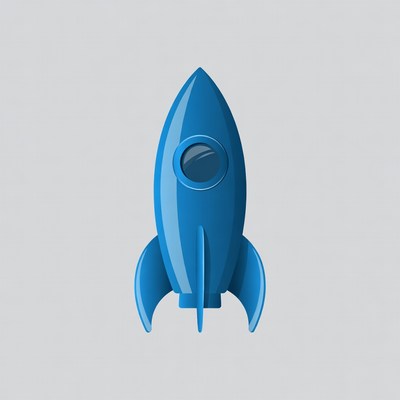 Blue Rocket Spaceship Illustration