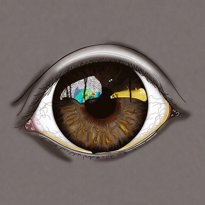 Brown eye with colorful reflection