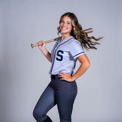 Teen girl holding softball bat