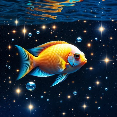 Golden Angelfish Swimming Underwater